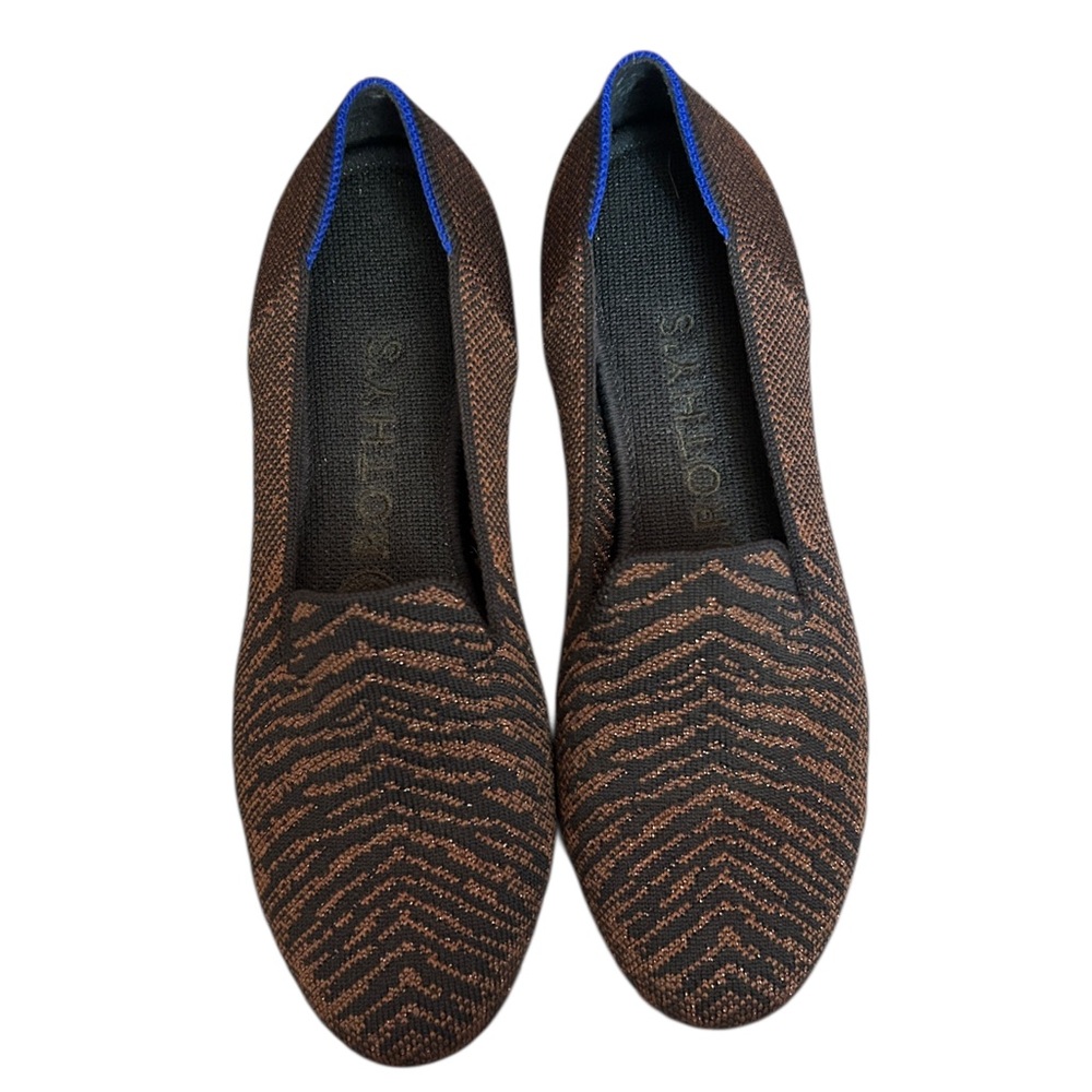 Rothy's “Twilight Metallic “ Brown & Black zebra Knit Flats size 6.5 - Picture 10 of 10